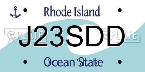 J23SDD Rhode Island License Plate