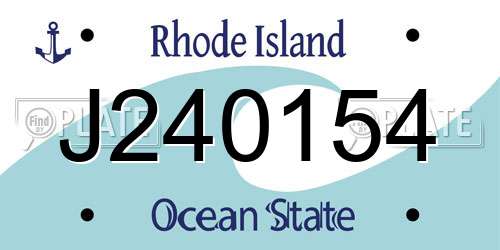 J240154 Rhode Island License Plate