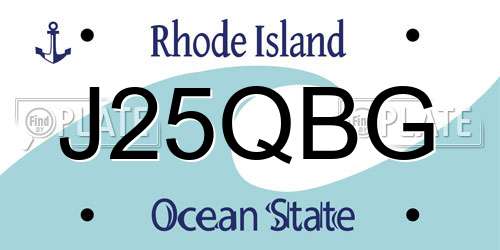J25QBG Rhode Island License Plate
