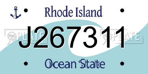 J267311 Rhode Island License Plate