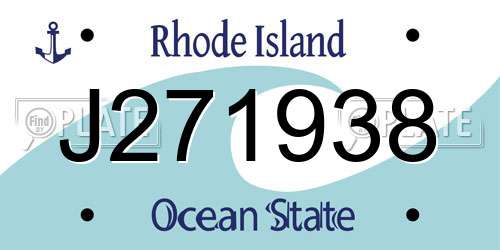 J271938 Rhode Island License Plate