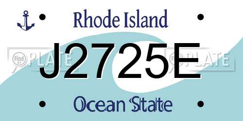 J2725E Rhode Island License Plate