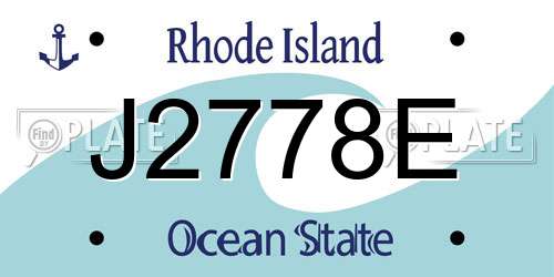 J2778E Rhode Island License Plate