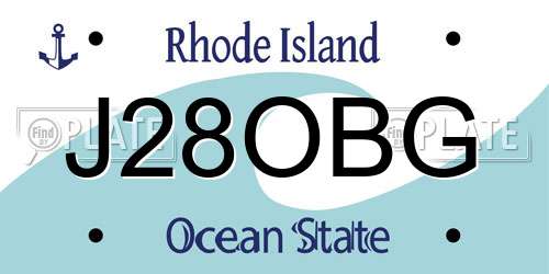 J28OBG Rhode Island License Plate