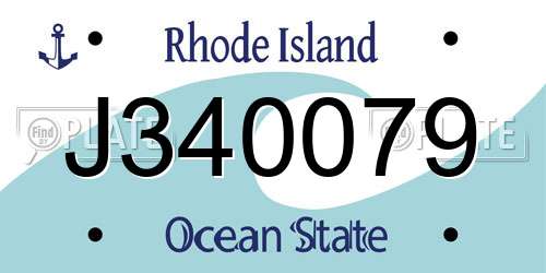 J340079 Rhode Island License Plate