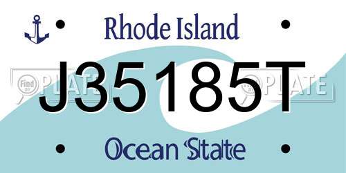 J35185T Rhode Island License Plate