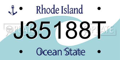 J35188T Rhode Island License Plate