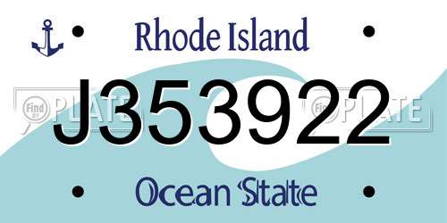 J353922 Rhode Island License Plate