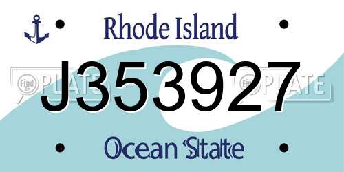 J353927 Rhode Island License Plate