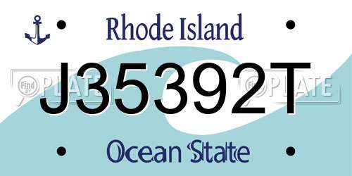 J35392T Rhode Island License Plate