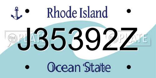 J35392Z Rhode Island License Plate