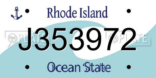 J353972 Rhode Island License Plate