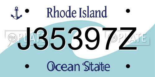 J35397Z Rhode Island License Plate