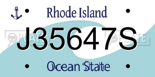 J35647S Rhode Island License Plate