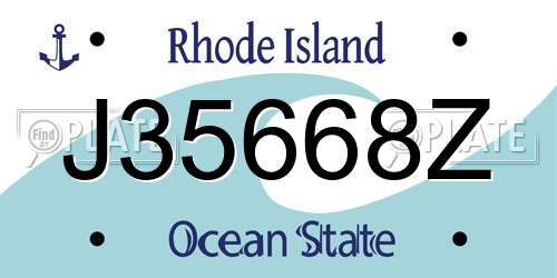 J35668Z Rhode Island License Plate