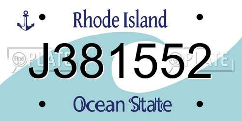 J381552 Rhode Island License Plate