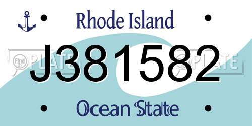J381582 Rhode Island License Plate