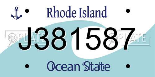 J381587 Rhode Island License Plate