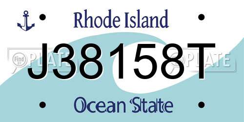 J38158T Rhode Island License Plate