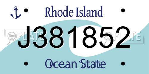 J381852 Rhode Island License Plate