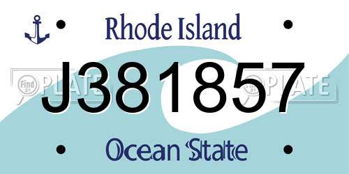 J381857 Rhode Island License Plate
