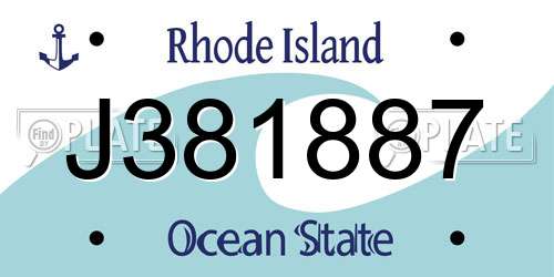 J381887 Rhode Island License Plate