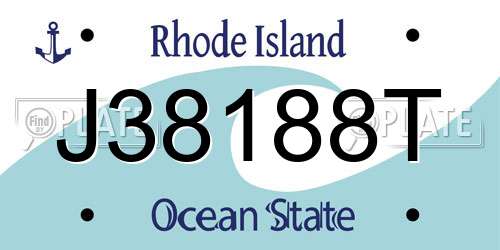 J38188T Rhode Island License Plate