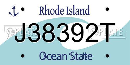 J38392T Rhode Island License Plate