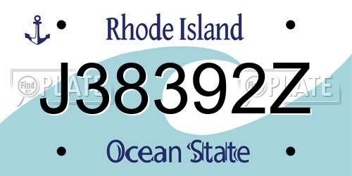 J38392Z Rhode Island License Plate