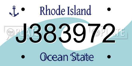 J383972 Rhode Island License Plate