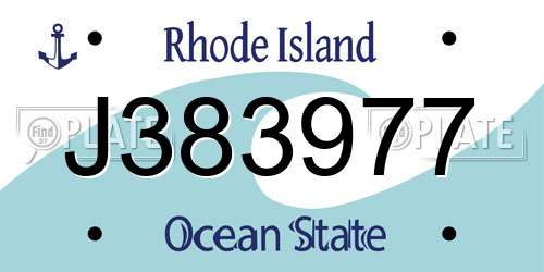 J383977 Rhode Island License Plate