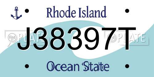 J38397T Rhode Island License Plate