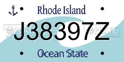 J38397Z Rhode Island License Plate