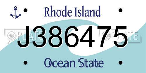 J386475 Rhode Island License Plate