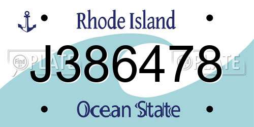 J386478 Rhode Island License Plate