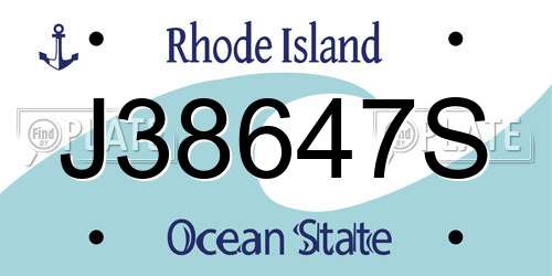 J38647S Rhode Island License Plate