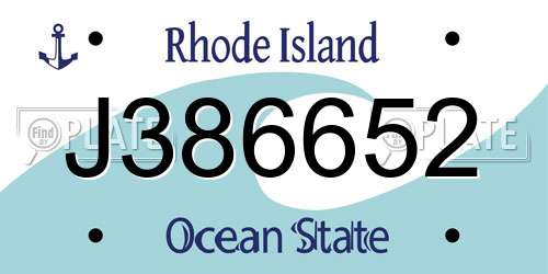 J386652 Rhode Island License Plate