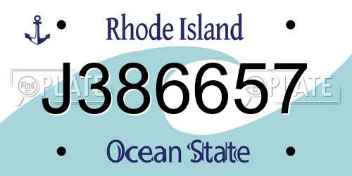 J386657 Rhode Island License Plate