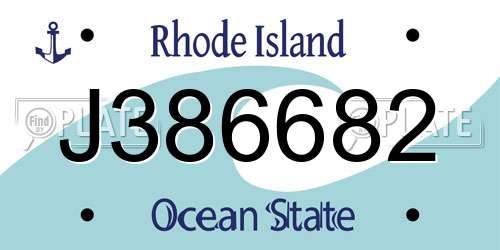 J386682 Rhode Island License Plate