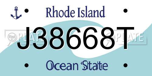 J38668T Rhode Island License Plate