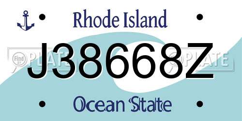 J38668Z Rhode Island License Plate