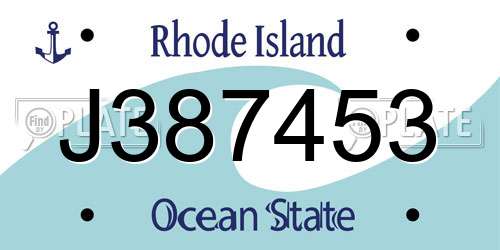 J387453 Rhode Island License Plate