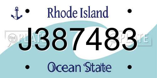 J387483 Rhode Island License Plate