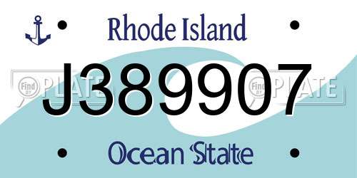 J389907 Rhode Island License Plate