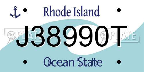J38990T Rhode Island License Plate