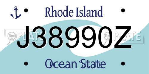 J38990Z Rhode Island License Plate