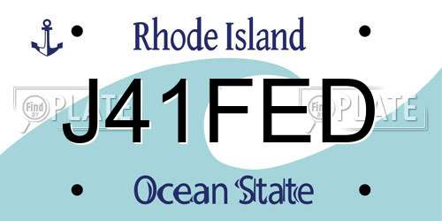 J41FED Rhode Island License Plate