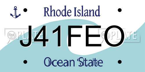 J41FEO Rhode Island License Plate