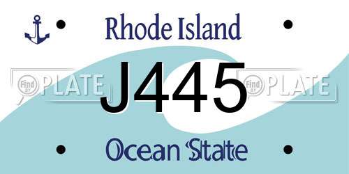 J445 Rhode Island License Plate