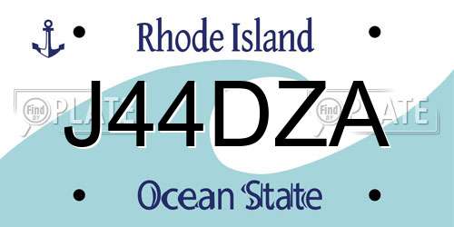 J44DZA Rhode Island License Plate